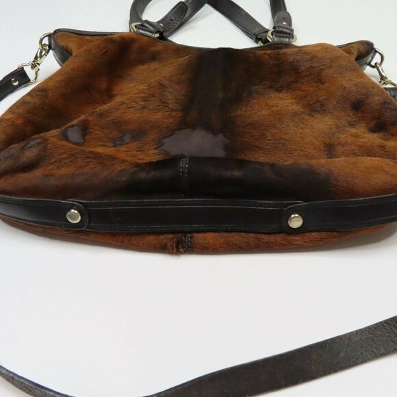 Cole Haan Tantivy Chestnut Brown Haircalf Cowhide Shoulder Bag Purse Handbag - Picture 9 of 9